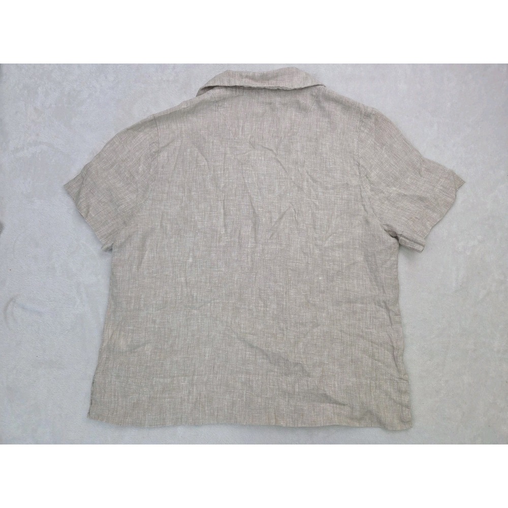 QUINCE 100% European Linen Short Sleeve Shirt FLAX Beige Size Small Quiet Luxury - Picture 8 of 8